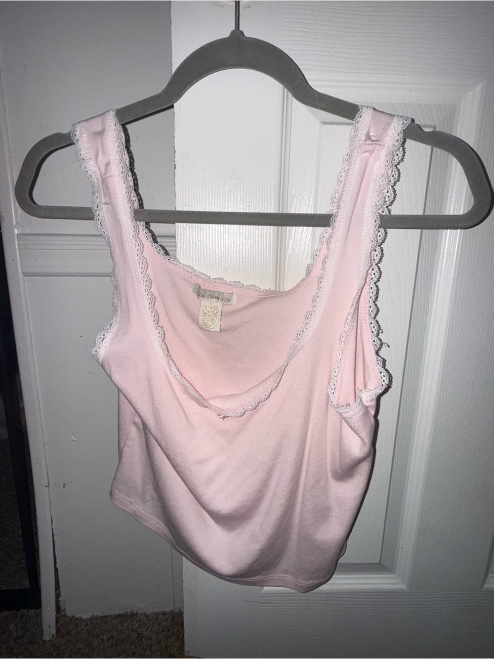 Light Pink Lace-Trim Camisole Tank Top